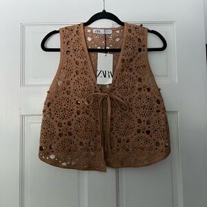 Zara Crochet Beaded Vest